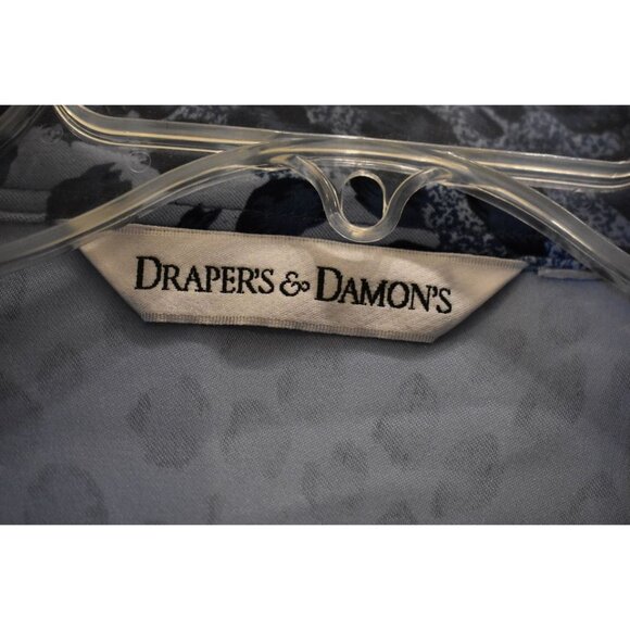 Vintage Women's Drapers and Damon's Blue Cheetah Print Lined Collared Top Size 2 - Picture 4 of 4